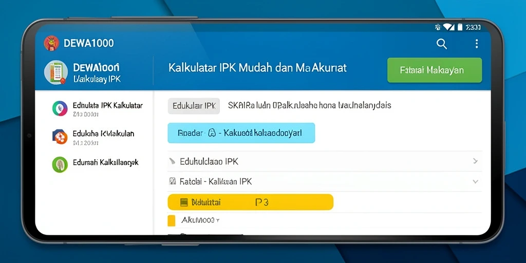 Screenshot antarmuka DEWA1000 dengan fungsi Kalkulator IPK yang jelas.