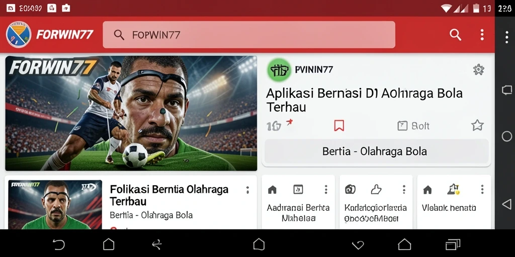 Screenshot utama FORWIN77 yang menampilkan antarmuka aplikasi Olahraga Bola.