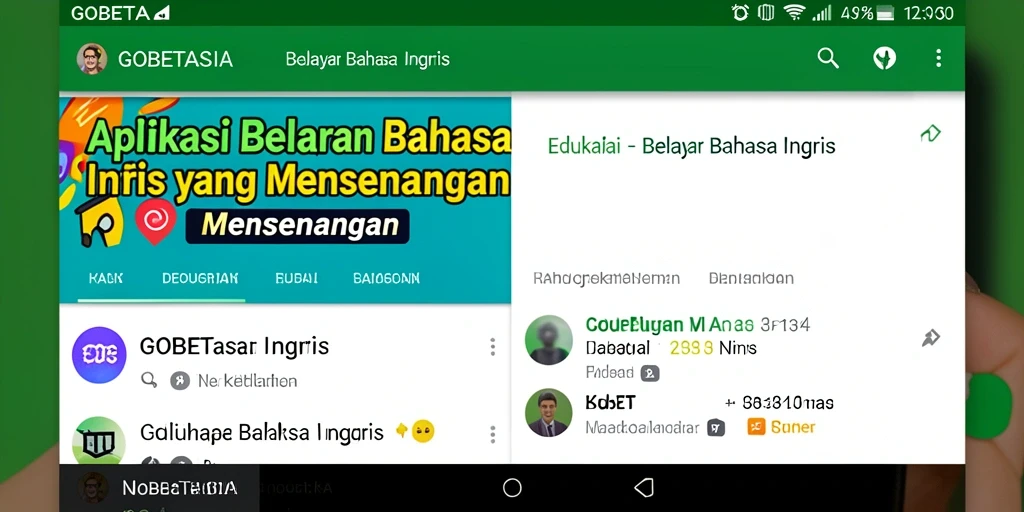 Antarmuka GOBETASIA yang interaktif dan menarik untuk belajar Bahasa Inggris.