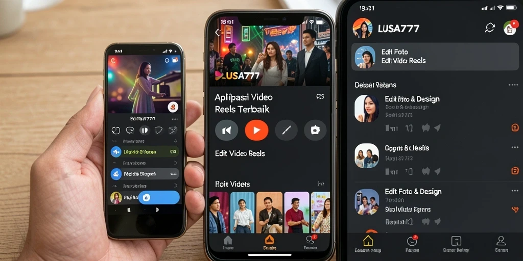 Tampilan antarmuka LUSA777 saat mengedit video reels.