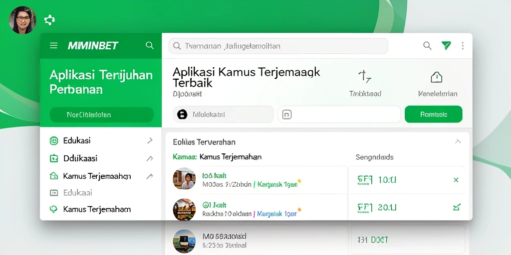 Antarmuka aplikasi Kamus Terjemahan MIMINBET yang intuitif dan informatif.