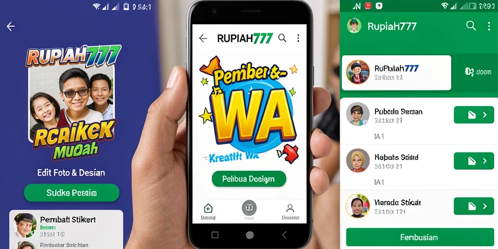 Tampilan antarmuka RUPIAH777 saat membuat stiker WA.