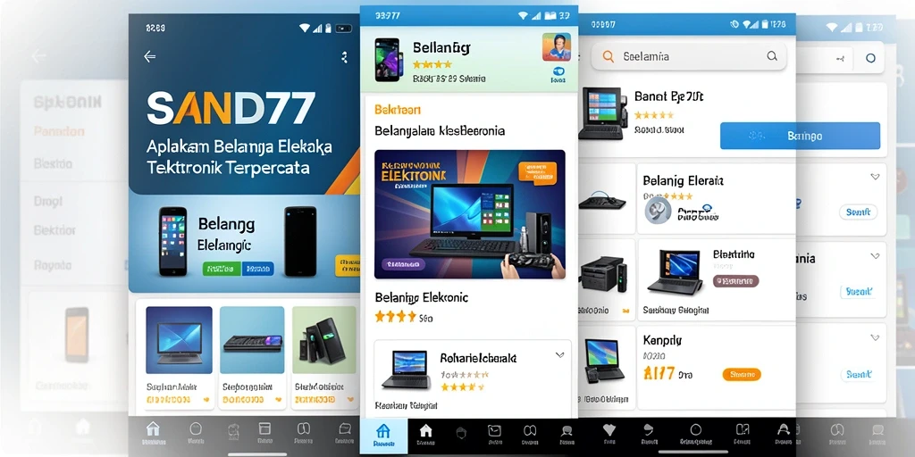 Antarmuka SAND77 menampilkan kategori produk elektronik dengan jelas.
