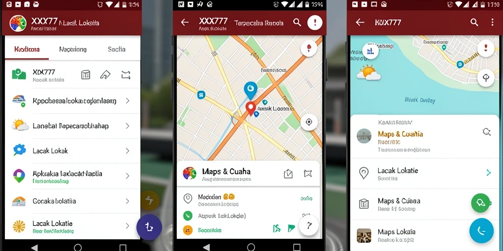 Tampilan antarmuka aplikasi Lacak Lokasi XXX777 yang informatif.