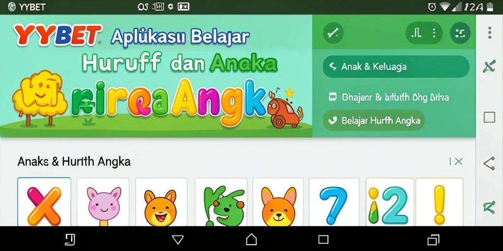 Antarmuka aplikasi YYBET yang menarik untuk belajar huruf dan angka.